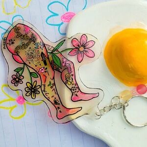 Colorful Floral Leg Keychain